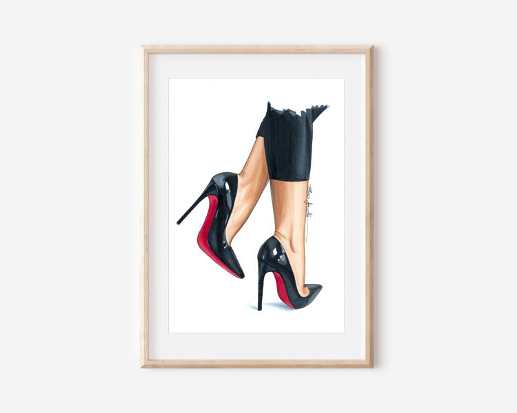 Black & Red Heels Print