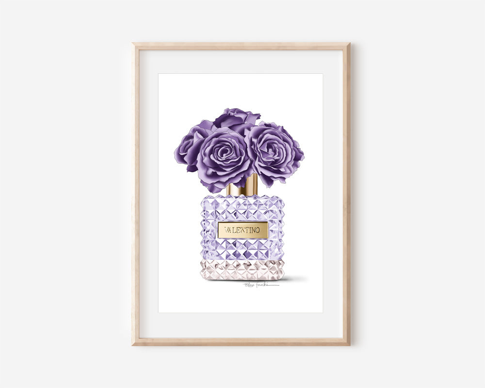 Purple Perfume &v Rose Print