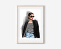 Black Blazer & Stripes Print