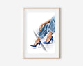 Blue Heels & Ripped Jeans Print