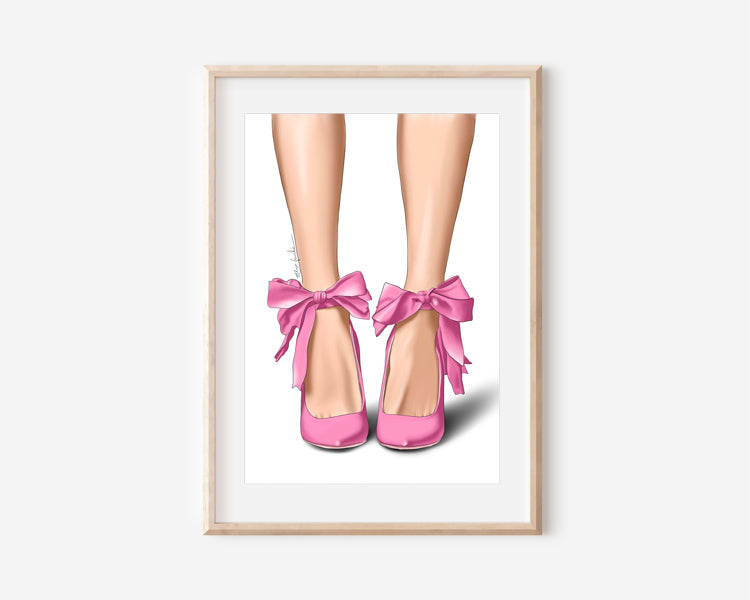 Pink Heels & Bows Print