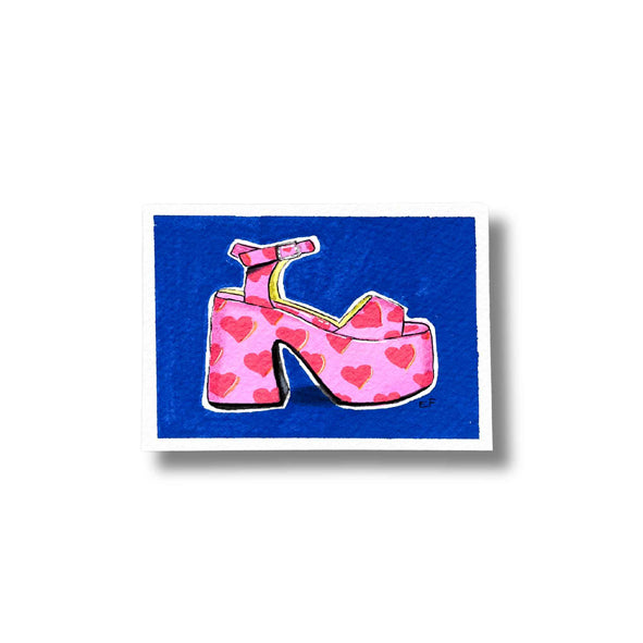 ACEO Original Mixed Media Art Card - Heart Shoe