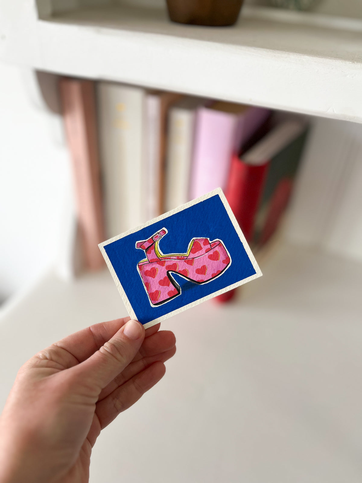 ACEO Original Mixed Media Art Card - Heart Shoe