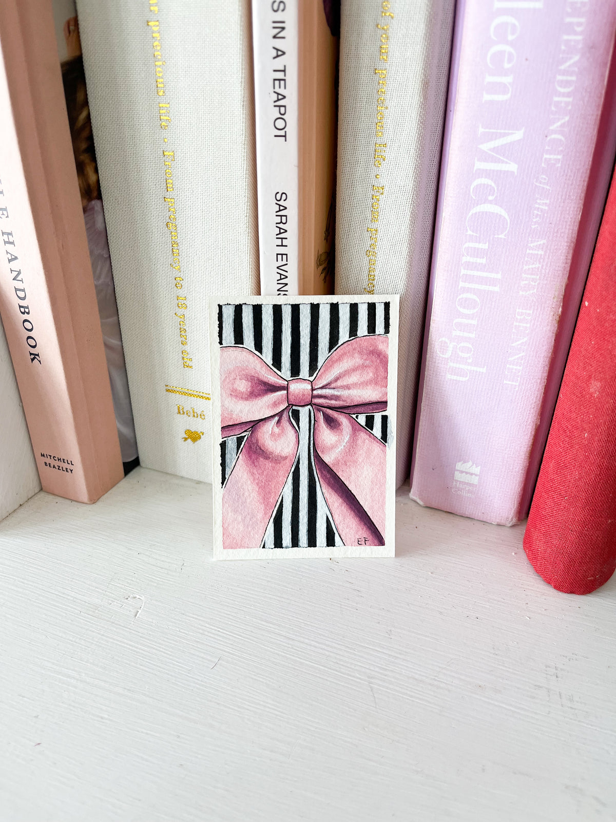 ACEO original mixed media art card - Polka dot tights