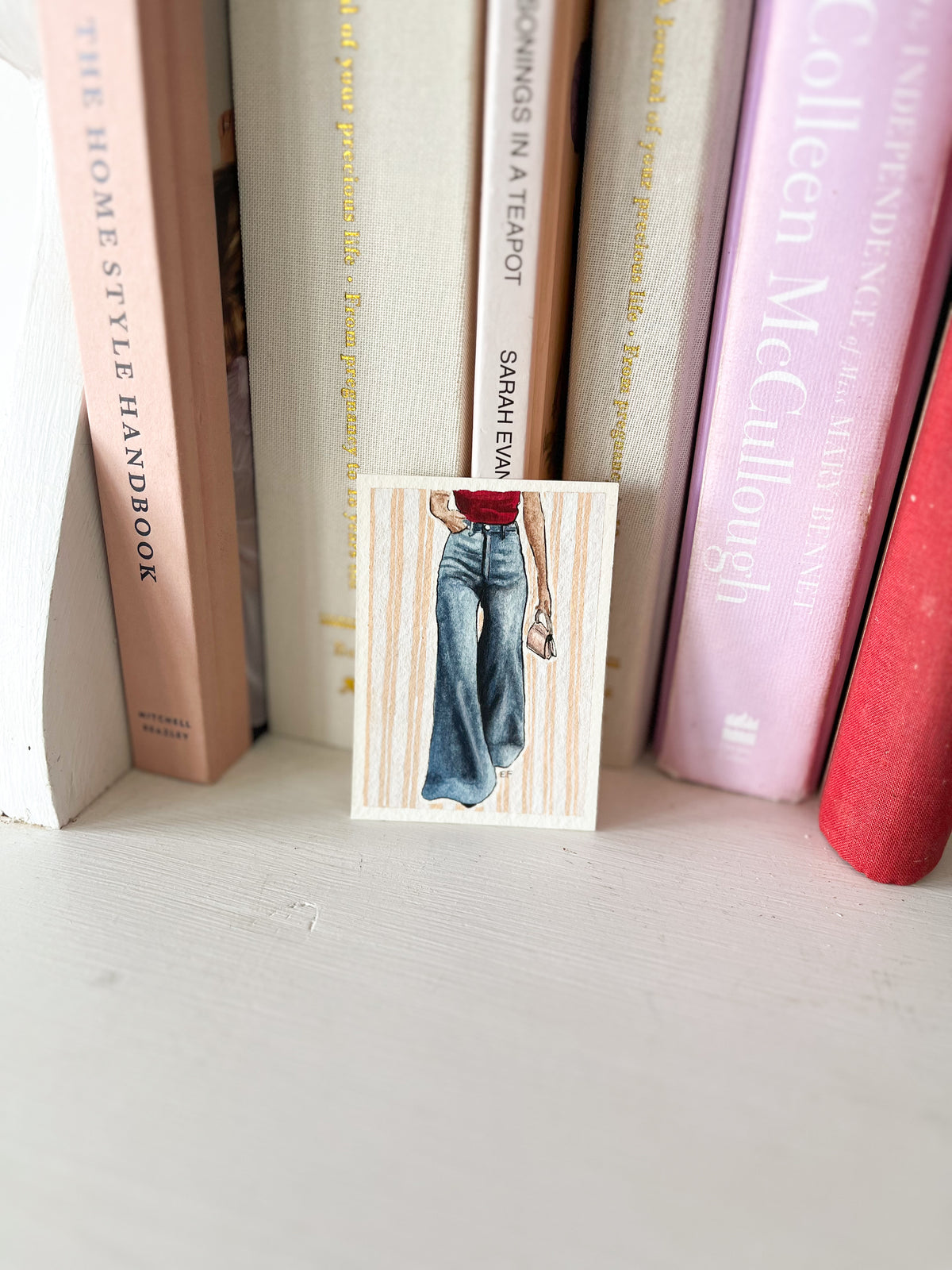 ACEO original mixed media art card - Wide jeans