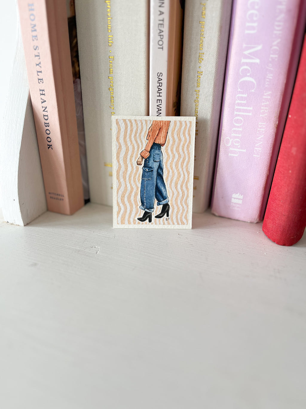 ACEO original mixed media art card - Jeans & boots