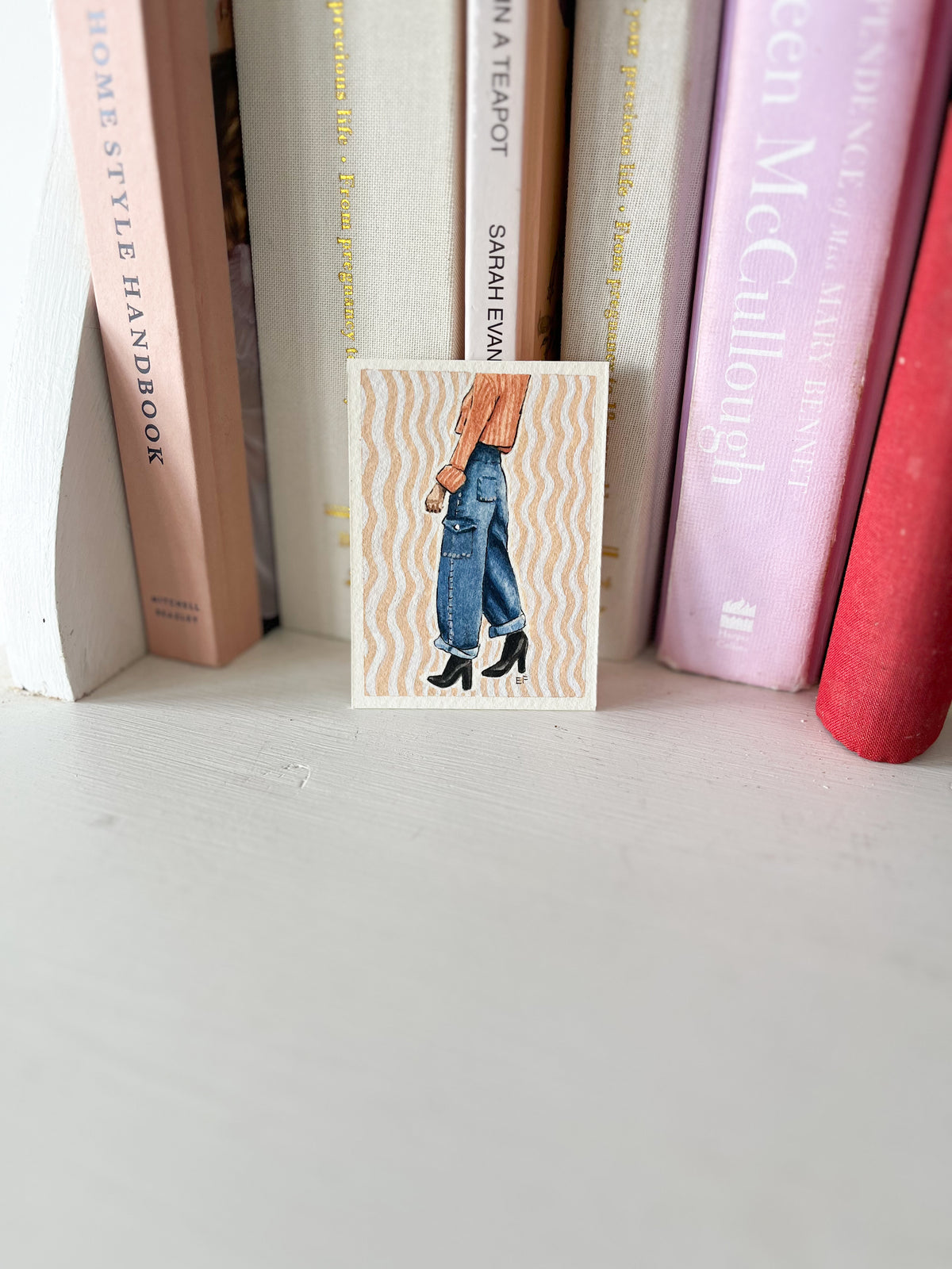 ACEO original mixed media art card - Jeans & boots