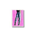 ACEO original mixed media art card - Jeans & fluro pink