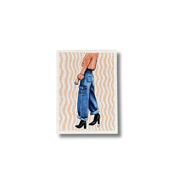 ACEO original mixed media art card - Jeans & boots