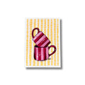 ACEO Original Mixed Media Art Card - Red & Pink Mugs