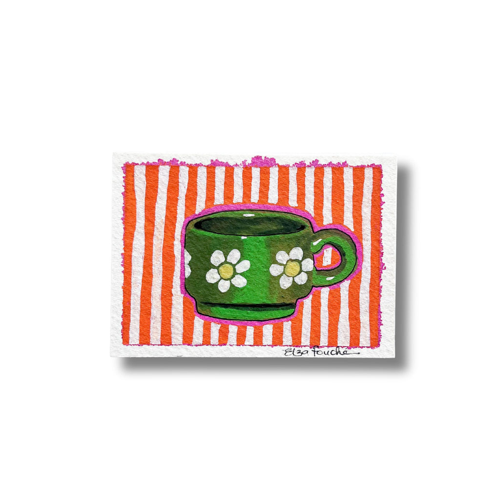 ACEO Original Mixed Media Art Card - Retro Mug