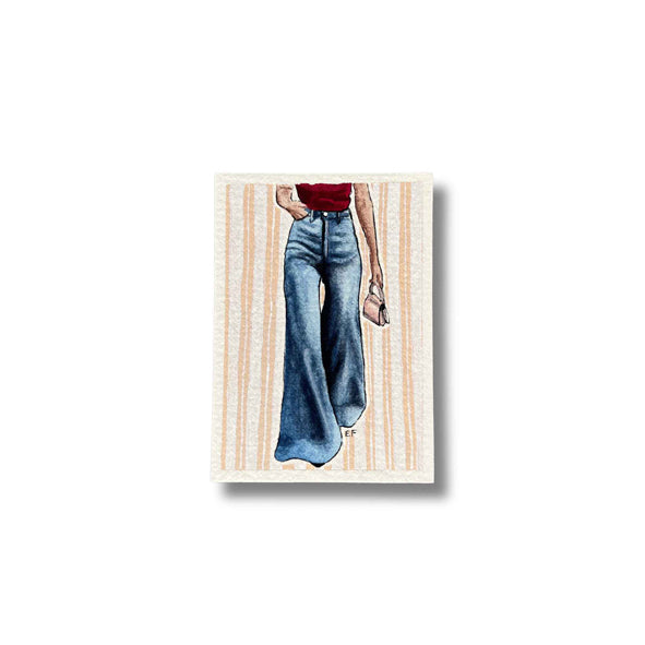 ACEO original mixed media art card - Wide jeans