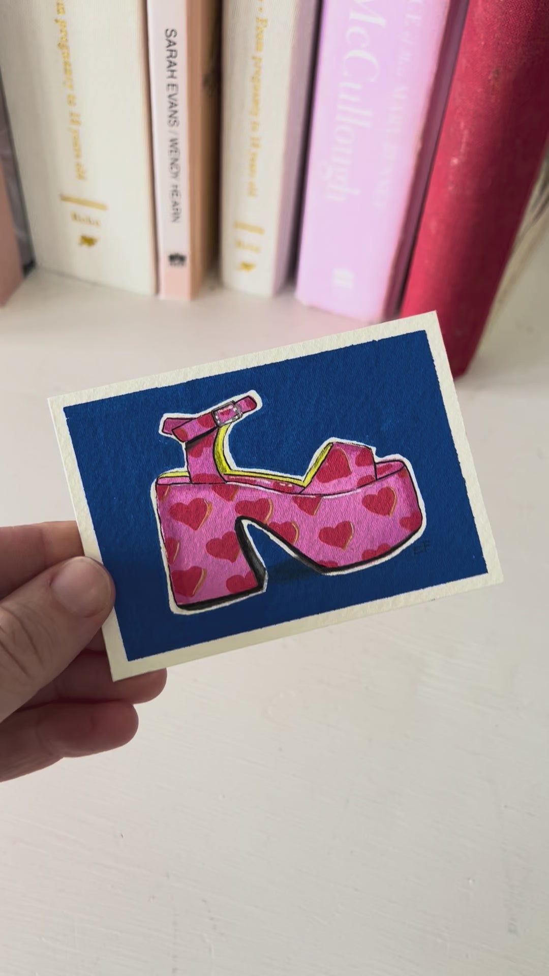 ACEO Original Mixed Media Art Card - Heart Shoe
