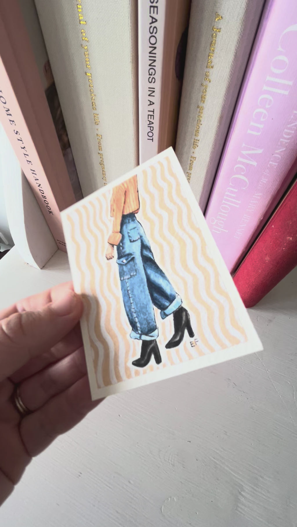 ACEO original mixed media art card - Jeans & boots