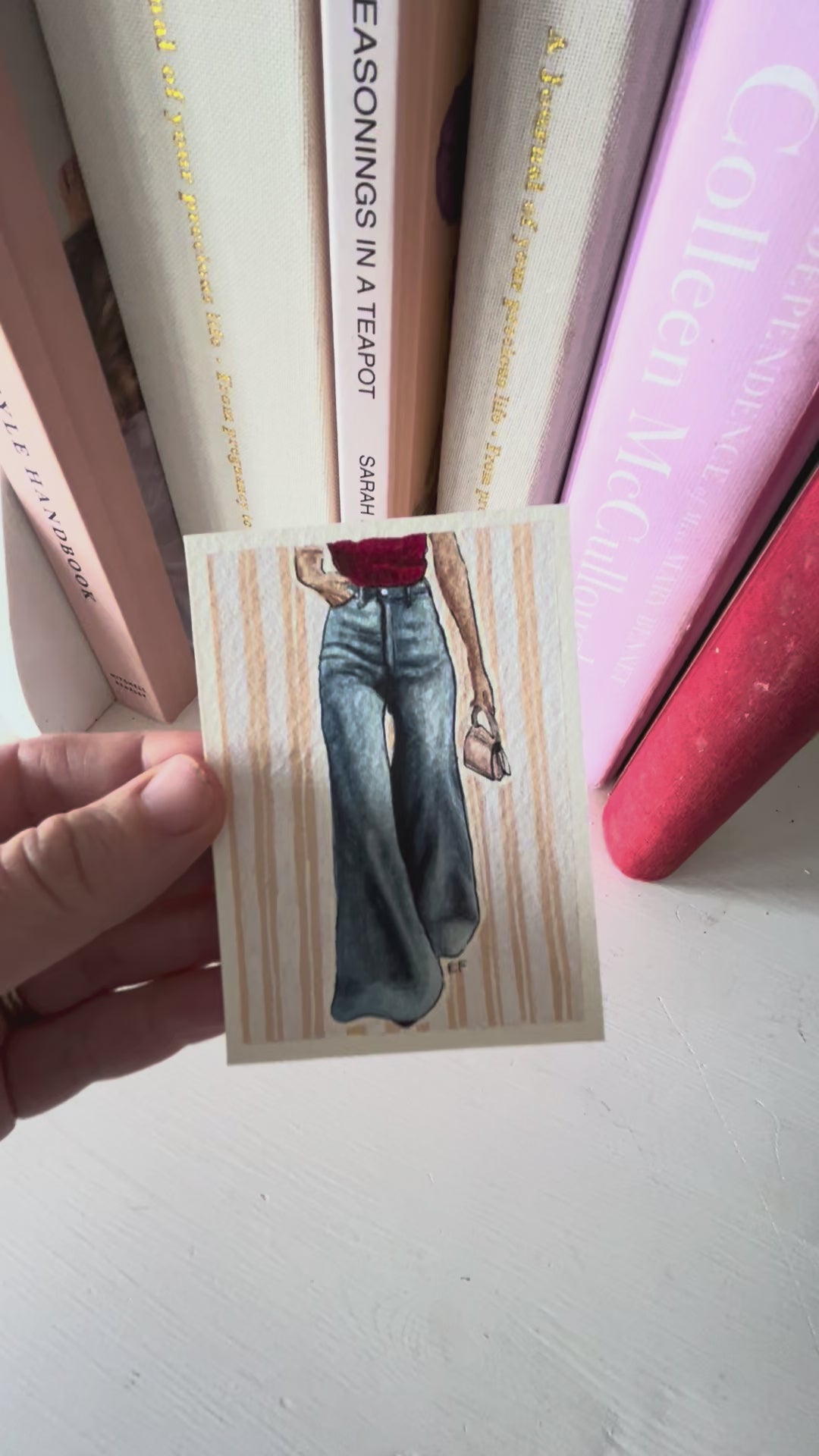 ACEO original mixed media art card - Wide jeans
