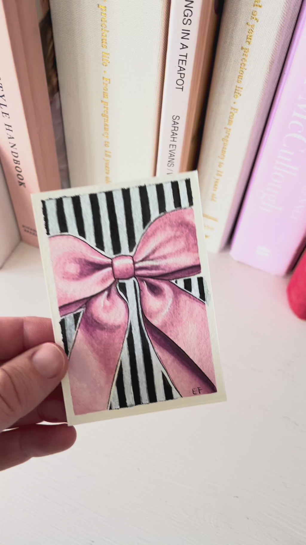 ACEO original mixed media art card - Polka dot tights